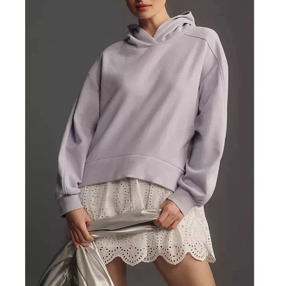 Anthropologie Pilcro Hooded Sweatshirt Twofer Mini Dress Lilac Purple S